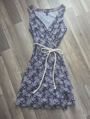 Tommy Hilfiger Navy Paisley Sleeveless Wrap Midi Dress